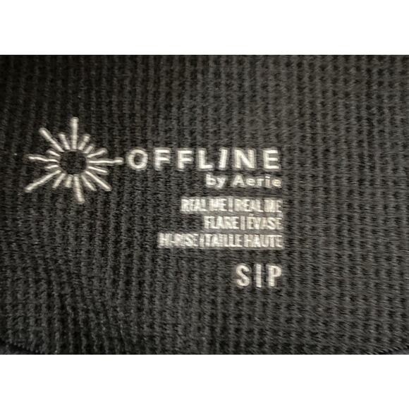 NWT Offline By Aerie Real Me Flare Hi-Rise Black Leggings Small Cinched Waist - Picture 5 of 8